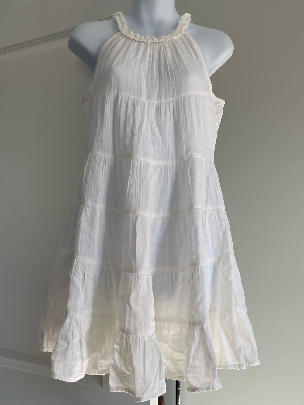 Elan White Tiered Halter Sundress M